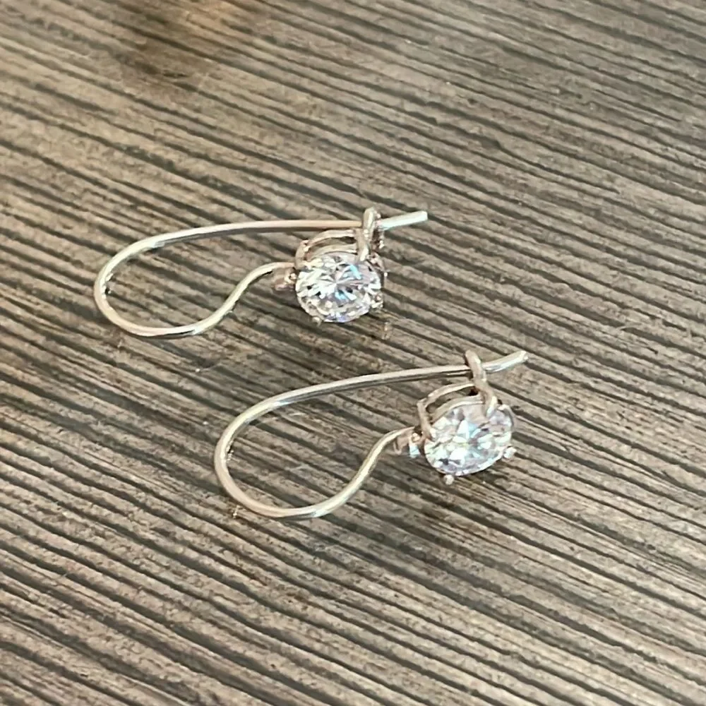 Vintage Sterling Silver Wire CZ Earrings